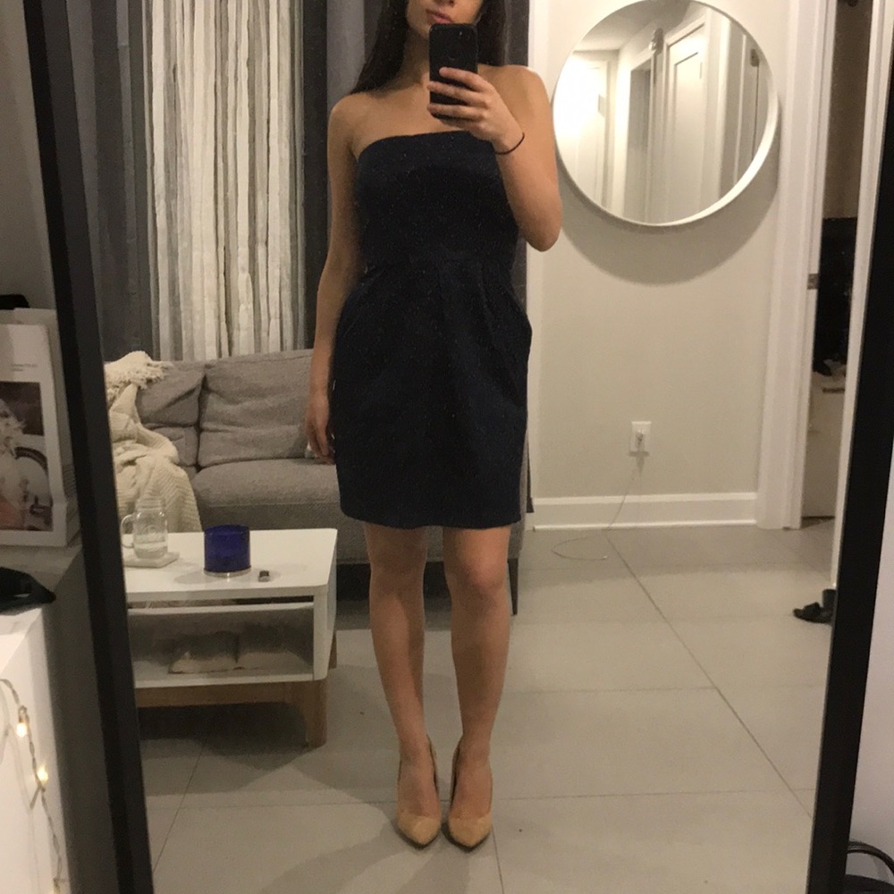 Navy silk mini dress